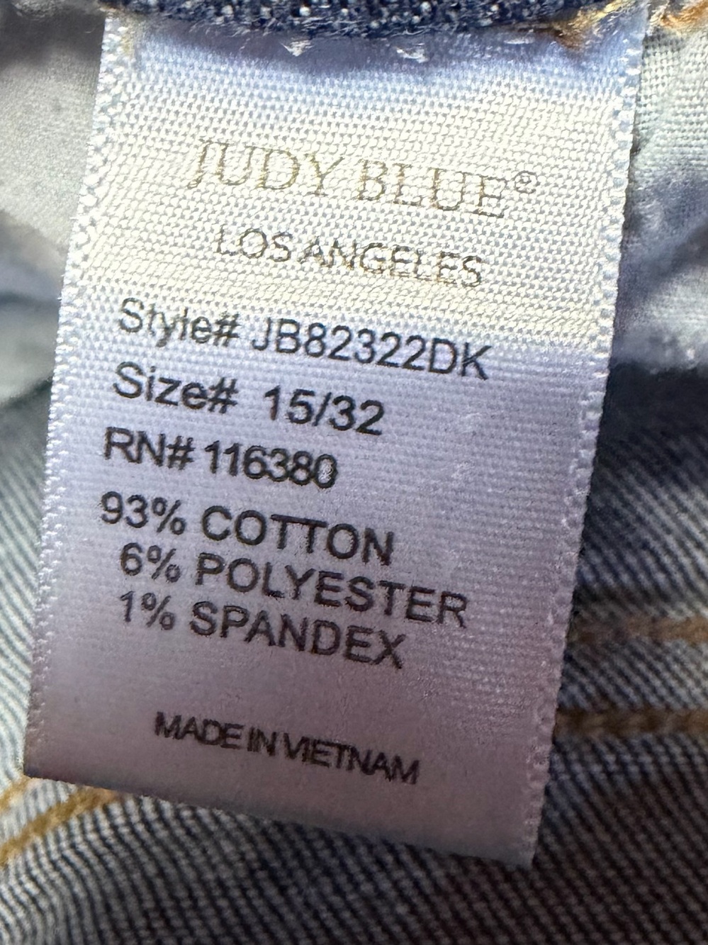 Judy Blue Slim Fit Mid Rise Jeans Womens 15/32 Stretch Denim Raw Hem Dark Wash - Picture 8 of 8